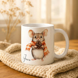 Personalised Mouse Mug | Custom Name Gift | Cosy Autumn Mouse Design | Gift for Her