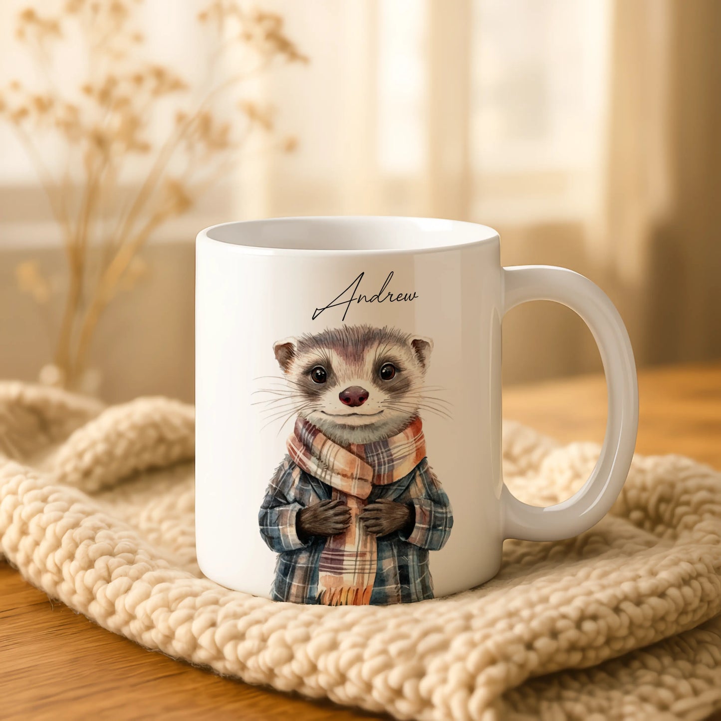 CUSTOM Cute Ferret Mug • Ferret Gifts • Personalised Ferret Gift • Gift for Him Her • Birthday Gift • Tea Coffee Mug