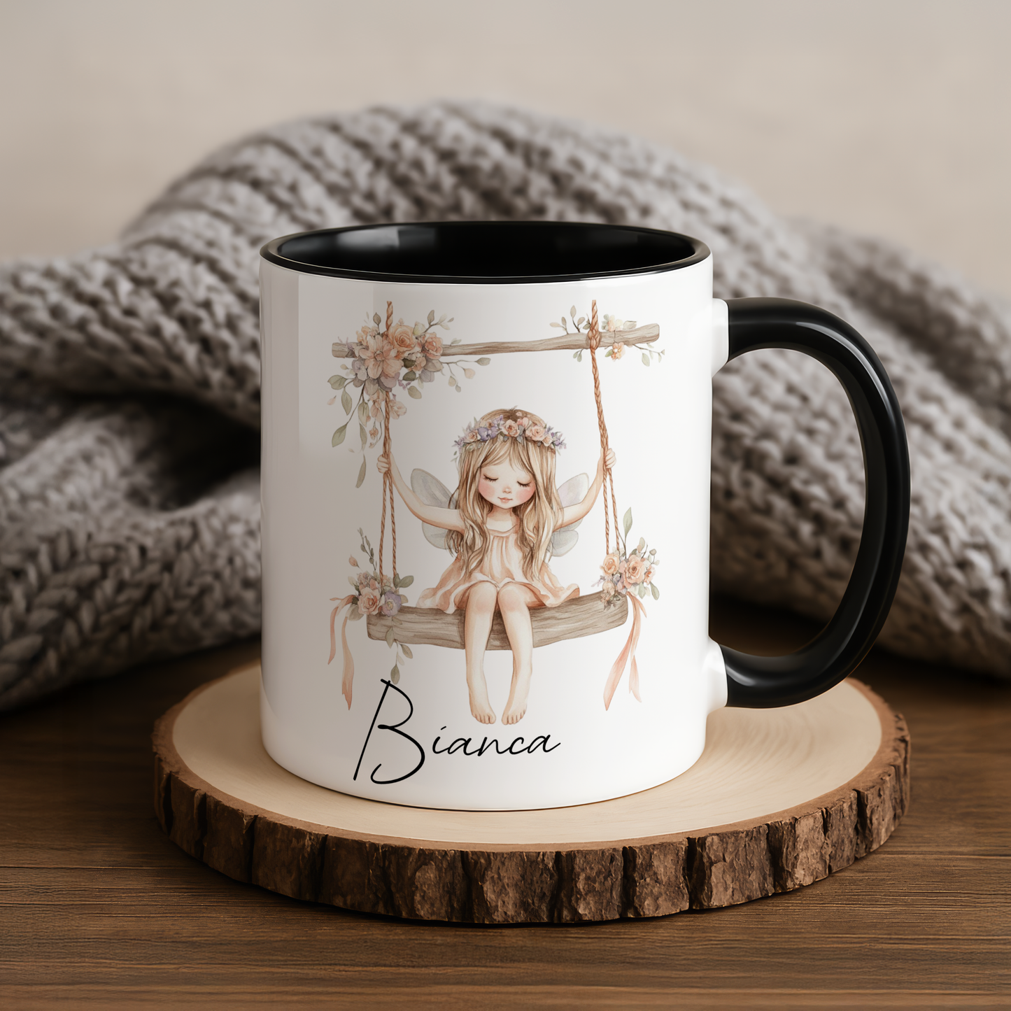 Personalised Fairy Girl Mug | Custom Name Gift | Magical Swing Design | Gift for Girls & Women