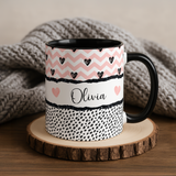 Personalised Best Friend Mug | Pink Heart BFF Gift | Custom Name Coffee Cup for BFF