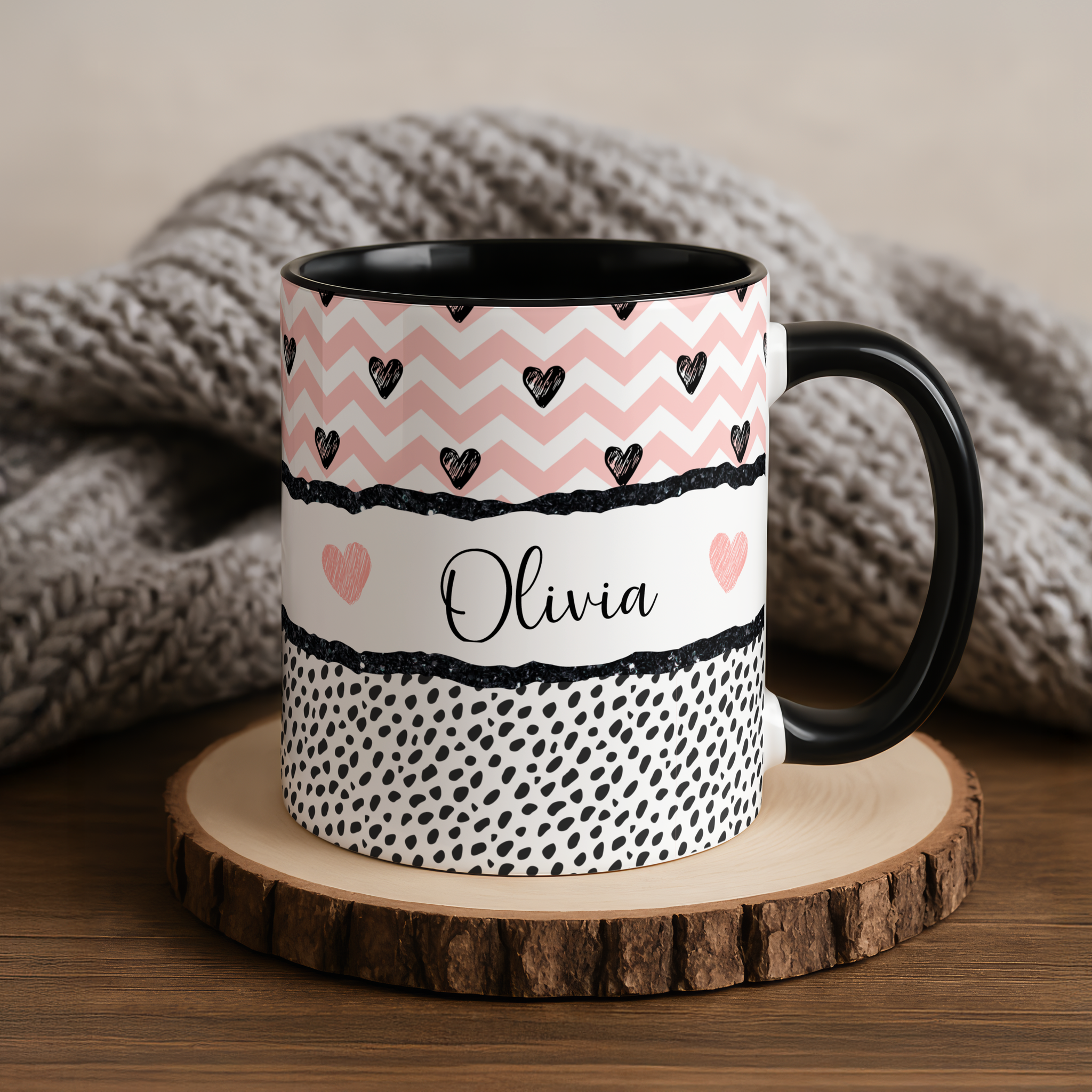 Personalised Best Friend Mug | Pink Heart BFF Gift | Custom Name Coffee Cup for BFF