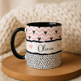 Personalised Best Friend Mug | Pink Heart BFF Gift | Custom Name Coffee Cup for BFF