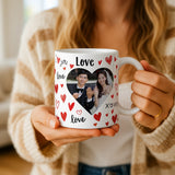 Personalised Love Heart Photo Mug | Custom Couple Photo | Wedding Engagement Gift | Romantic Coffee Cup