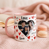 Personalised Love Heart Photo Mug | Custom Couple Photo | Wedding Engagement Gift | Romantic Coffee Cup