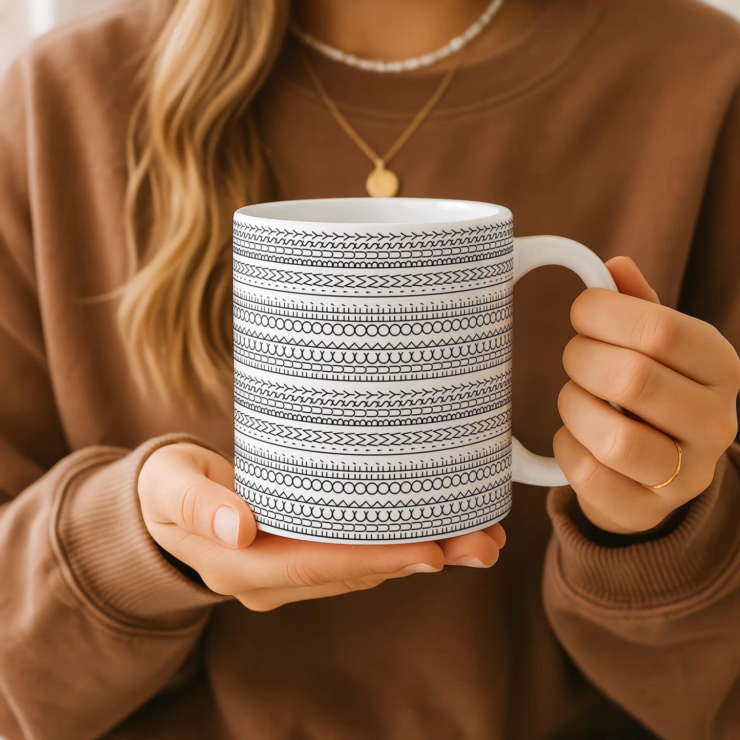 Hidden Message Coffee Mug | Sarcastic Humor Cup | Funny Gift for Friends | Unique Black Pattern Accent Mug