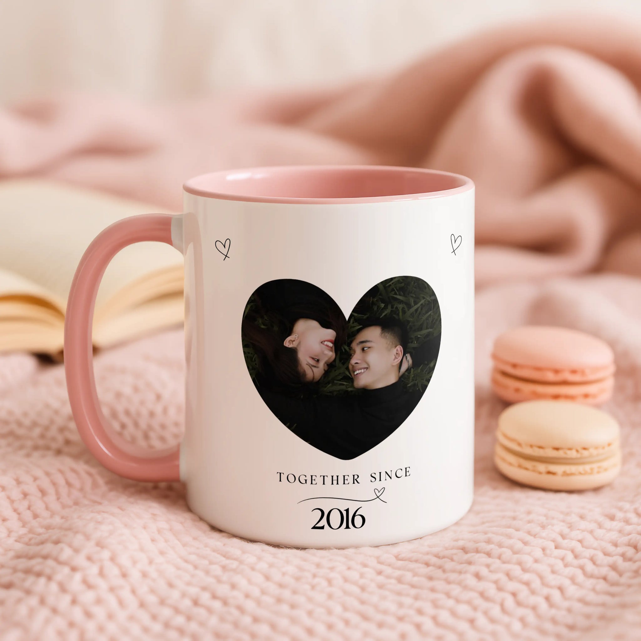 Personalised Couple Photo Mug | Together Since Custom Date | Anniversary Gift | Romantic Heart Photo Coffee Cup