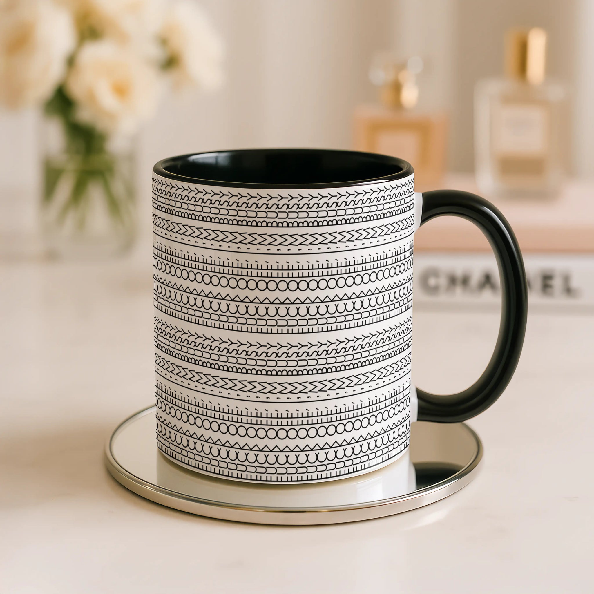 Hidden Message Coffee Mug | Sarcastic Humor Cup | Funny Gift for Friends | Unique Black Pattern Accent Mug