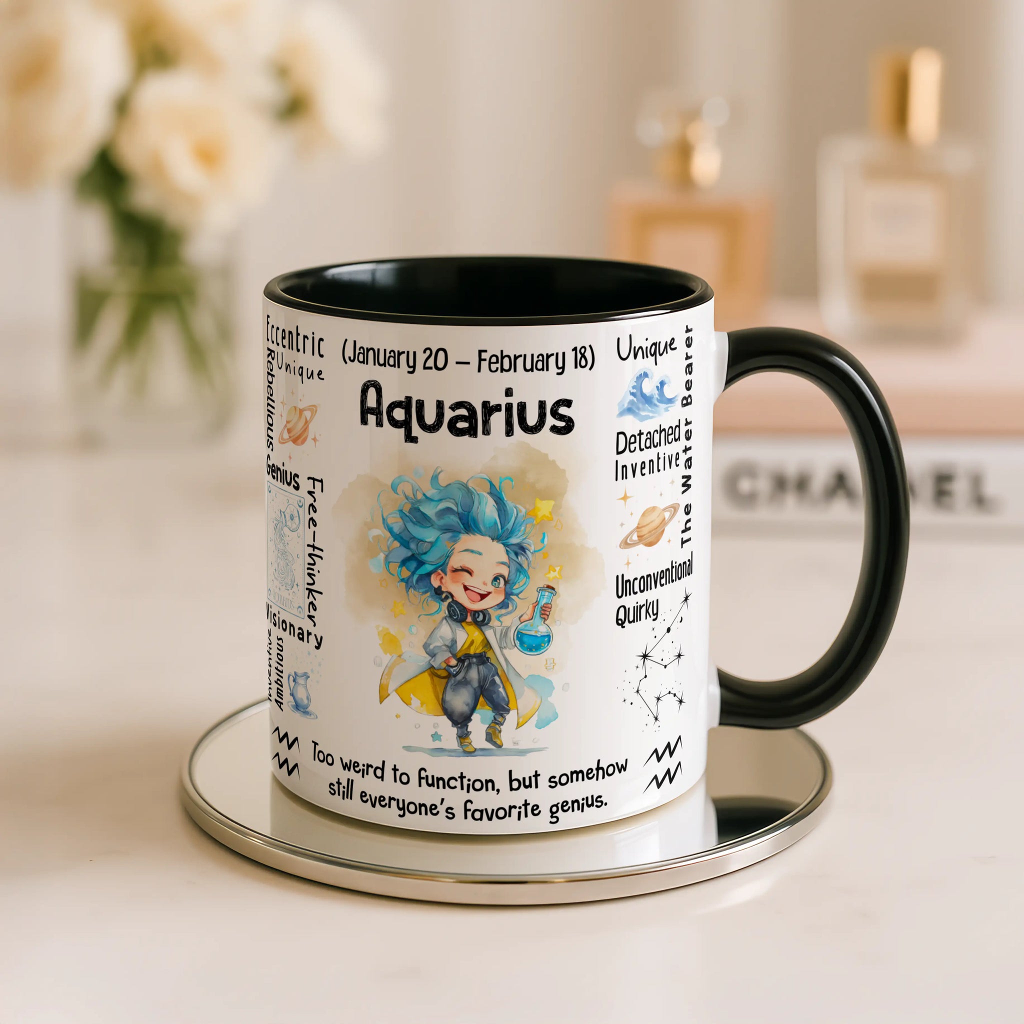 Aquarius Zodiac Mug | Star Sign Gift | Astrology Coffee Cup (Jan 20 - Feb 18)