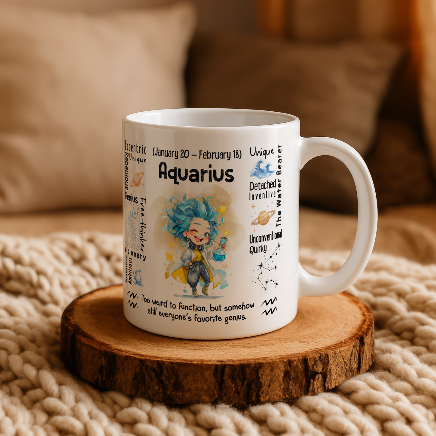 Aquarius Zodiac Mug | Star Sign Gift | Astrology Coffee Cup (Jan 20 - Feb 18)