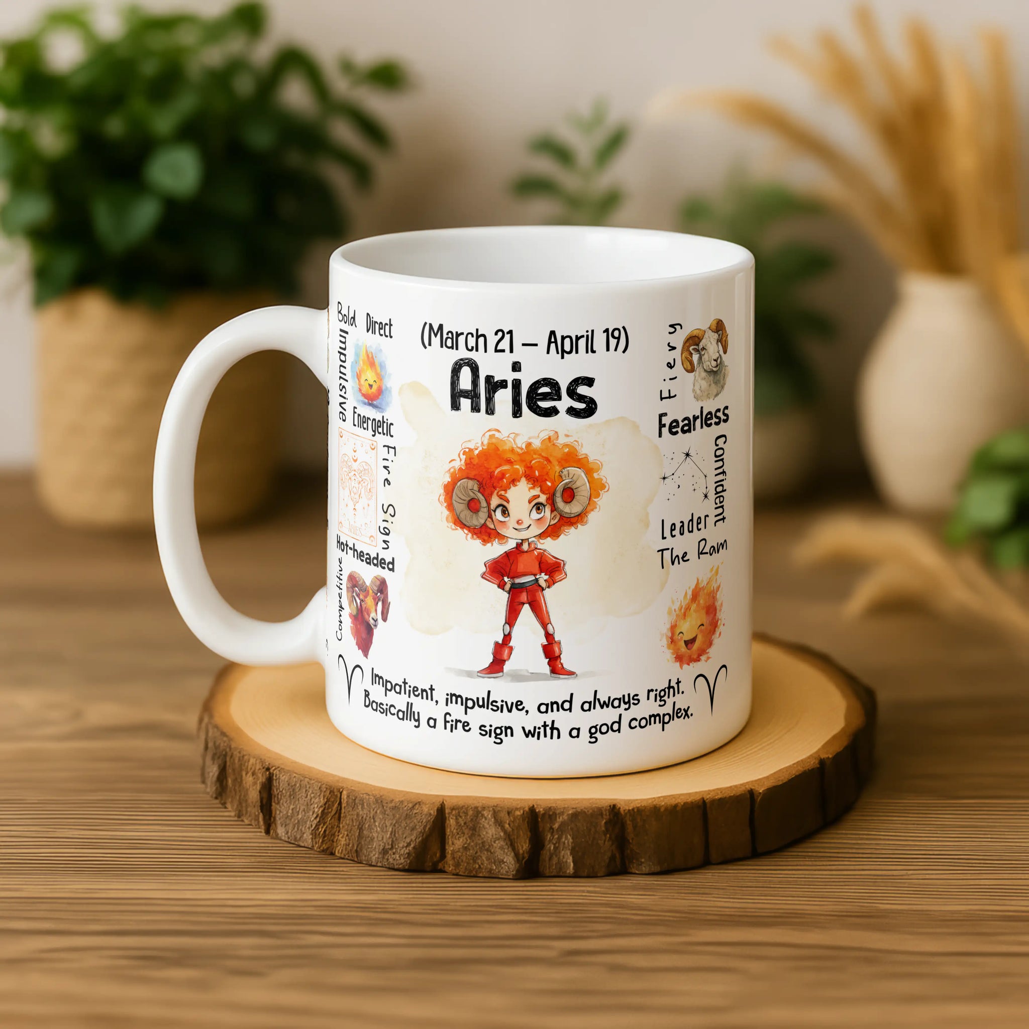 Aries Zodiac Mug | Star Sign Gift | Astrology Coffee Cup (Mar 21 - Apr 19)