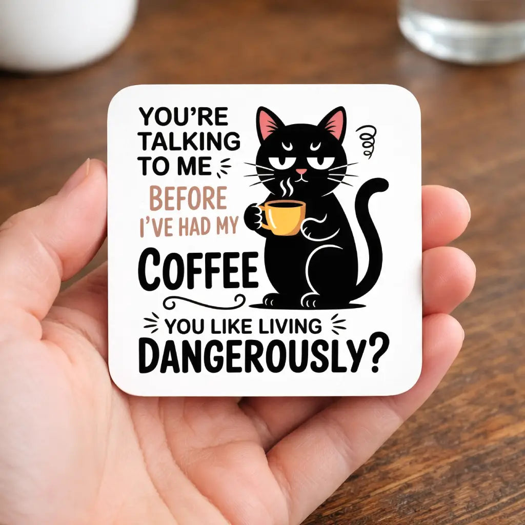 You Like Living Dangerously Black Cat Mug – Funny Cat Coffee Cup, Gift for Cat Lovers