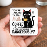 You Like Living Dangerously Black Cat Mug – Funny Cat Coffee Cup, Gift for Cat Lovers