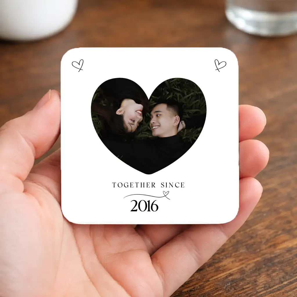 Personalised Couple Photo Mug | Together Since Custom Date | Anniversary Gift | Romantic Heart Photo Coffee Cup