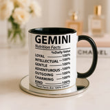 Gemini Nutrition Facts Mug • Gemini Star Sign Gift • Funny Zodiac Mug • Gemini Birthday Gift for Her • Sister • Friend • Tea Coffee Mug