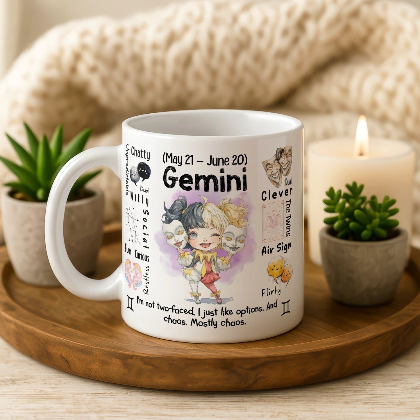 Gemini Zodiac Mug | Star Sign Gift | Astrology Coffee Cup (May 21 - Jun 20)