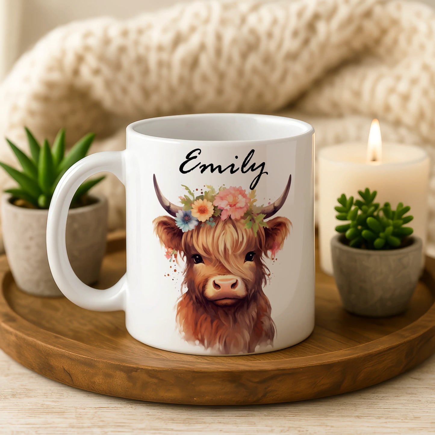 CUSTOM Cute Highland Cow Mug • Highland Cow Gifts • Personalised Name Mug • Gift for Her Sister Daughter • Birthday Gift • Tea Coffee Mug