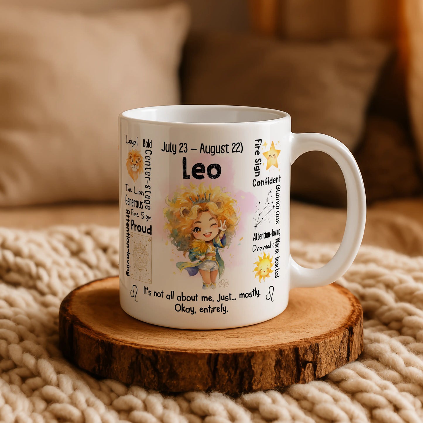 Leo Zodiac Mug | Star Sign Gift | Astrology Coffee Cup (Jul 23 - Aug 22)