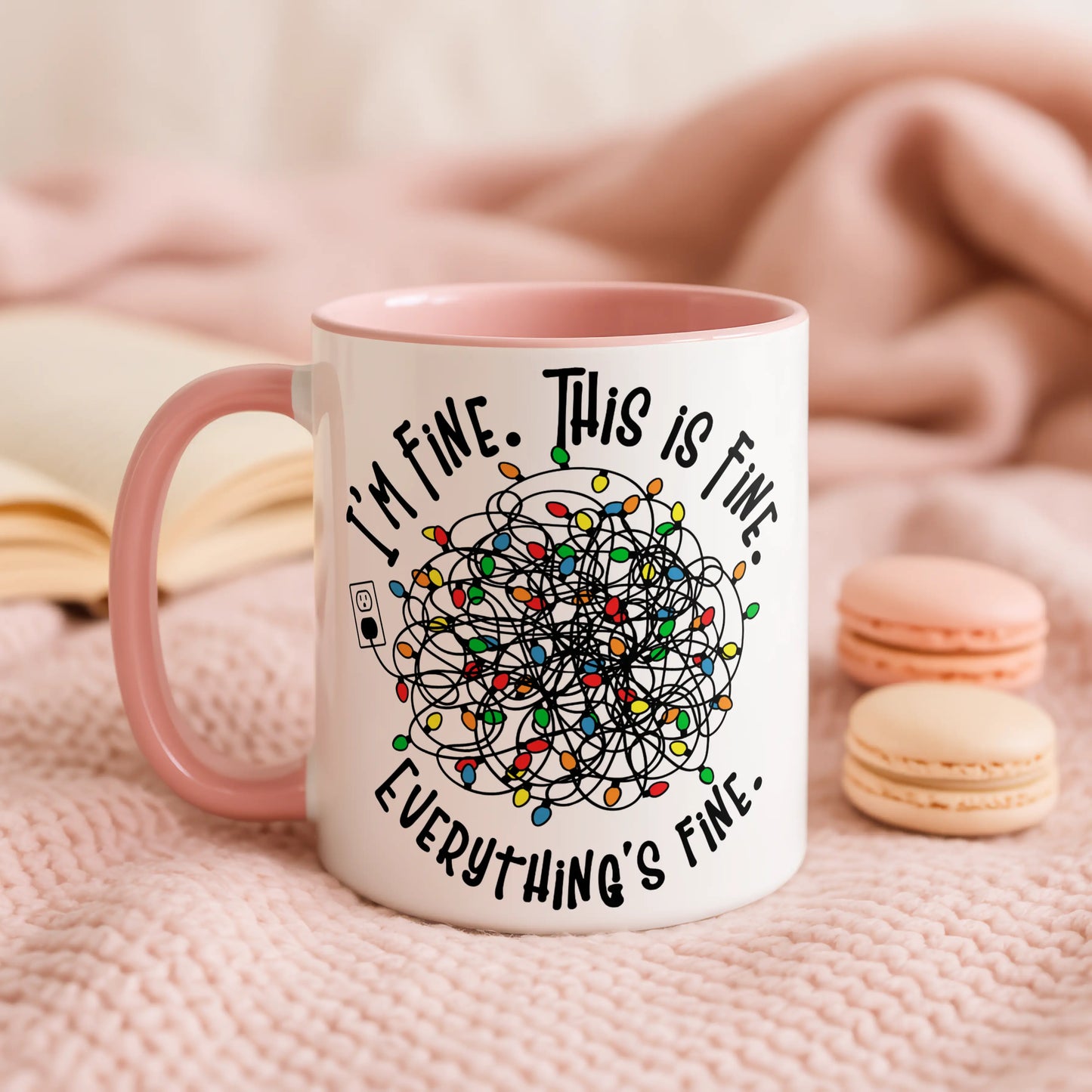 I'm Fine. This is Fine. Sarcastic Tangled Lights Mug
