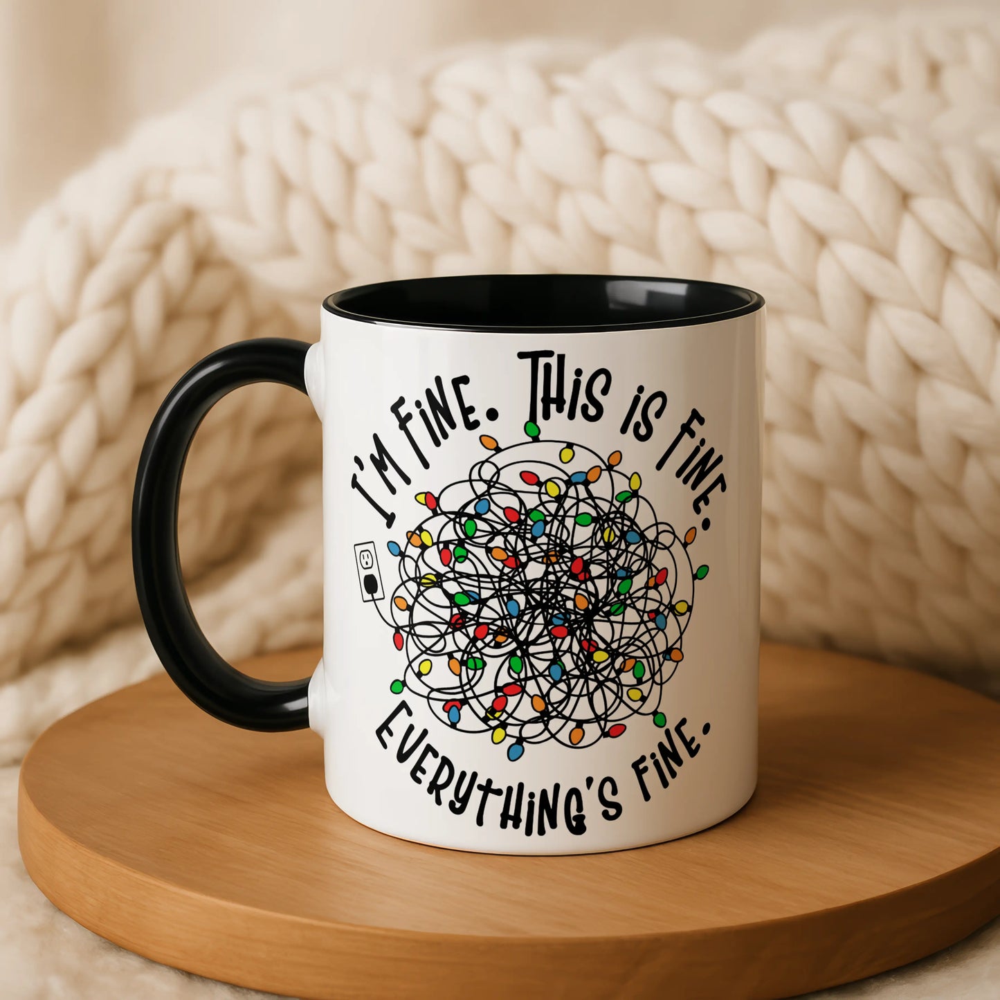I'm Fine. This is Fine. Sarcastic Tangled Lights Mug