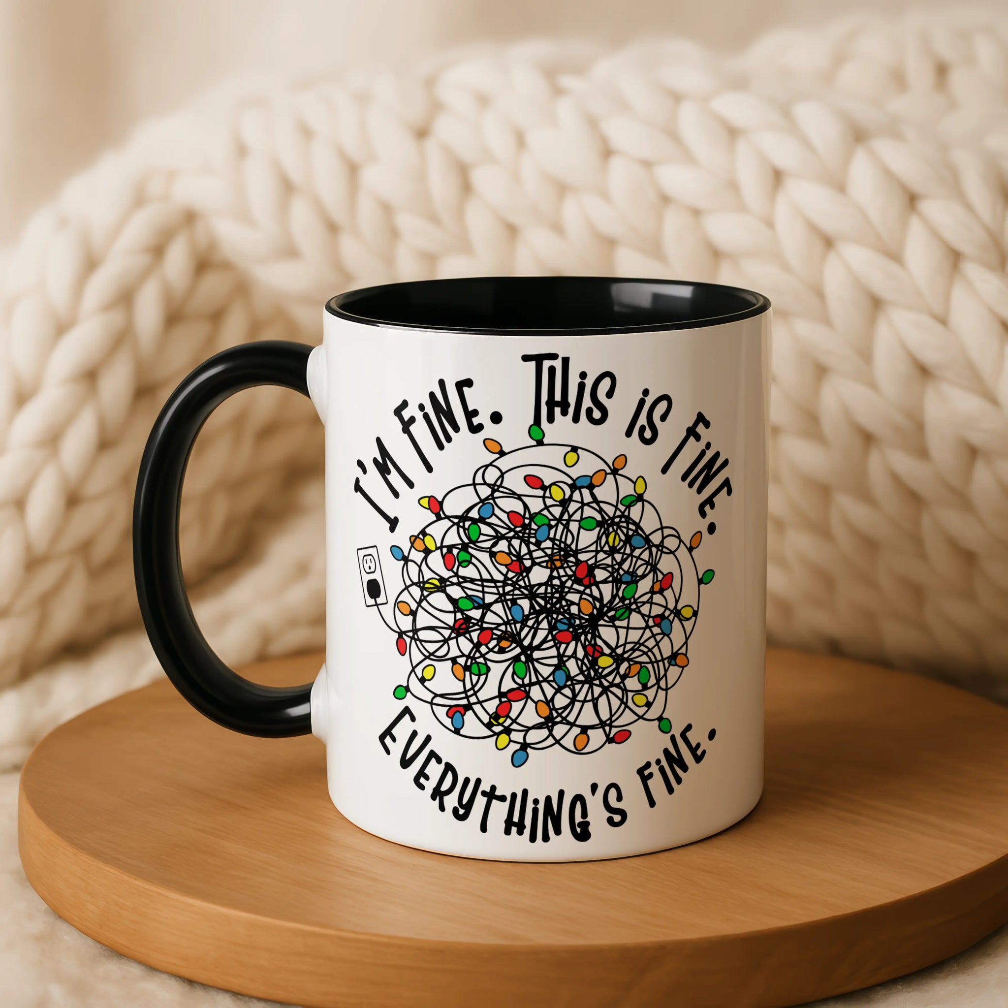 I'm Fine. This is Fine. Sarcastic Tangled Lights Mug