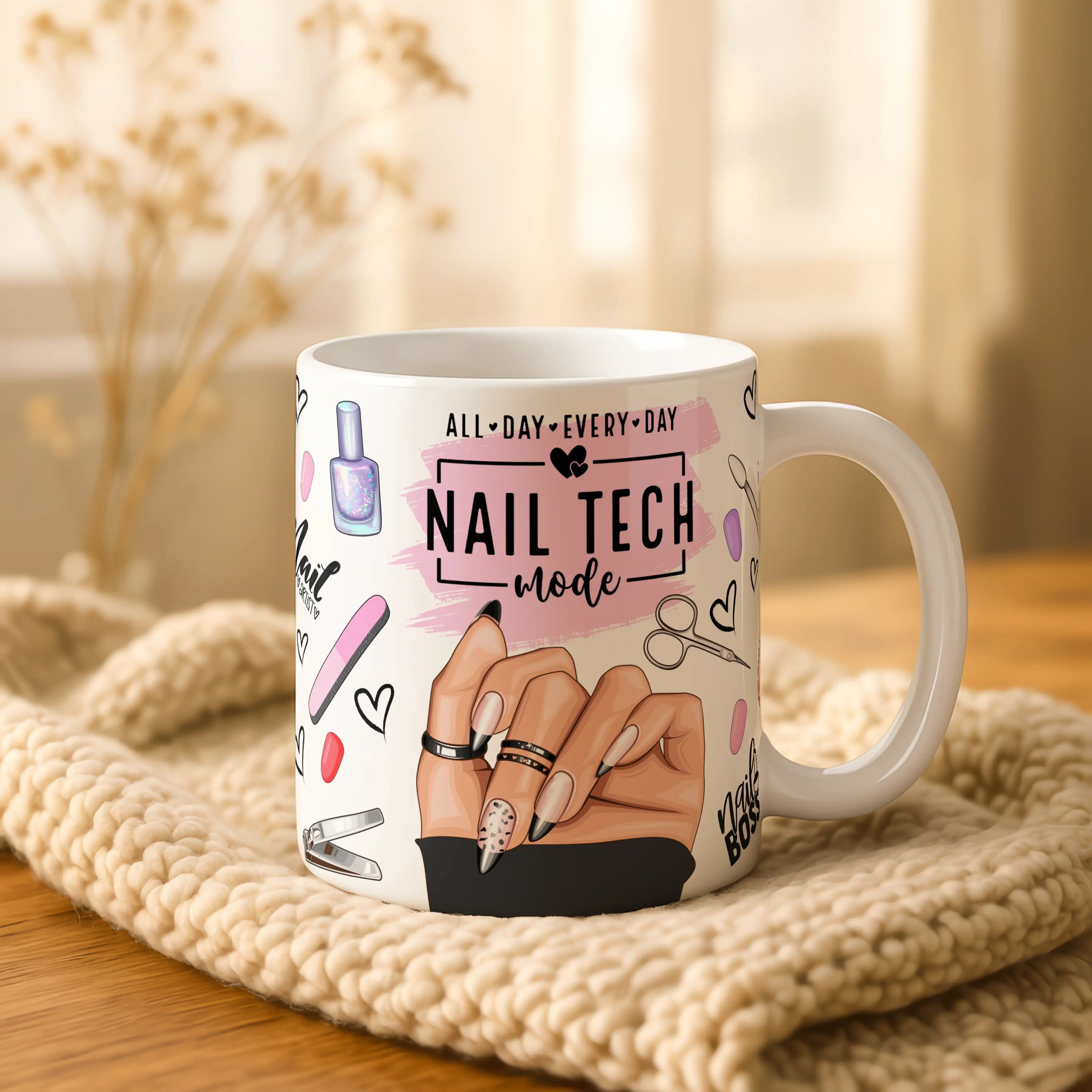 Nail Tech Gift Mug | Personalised Nail Technician Coffee Cup | Manicurist Present | Nail Artist Birthday Gift | Beauty Salon Professional