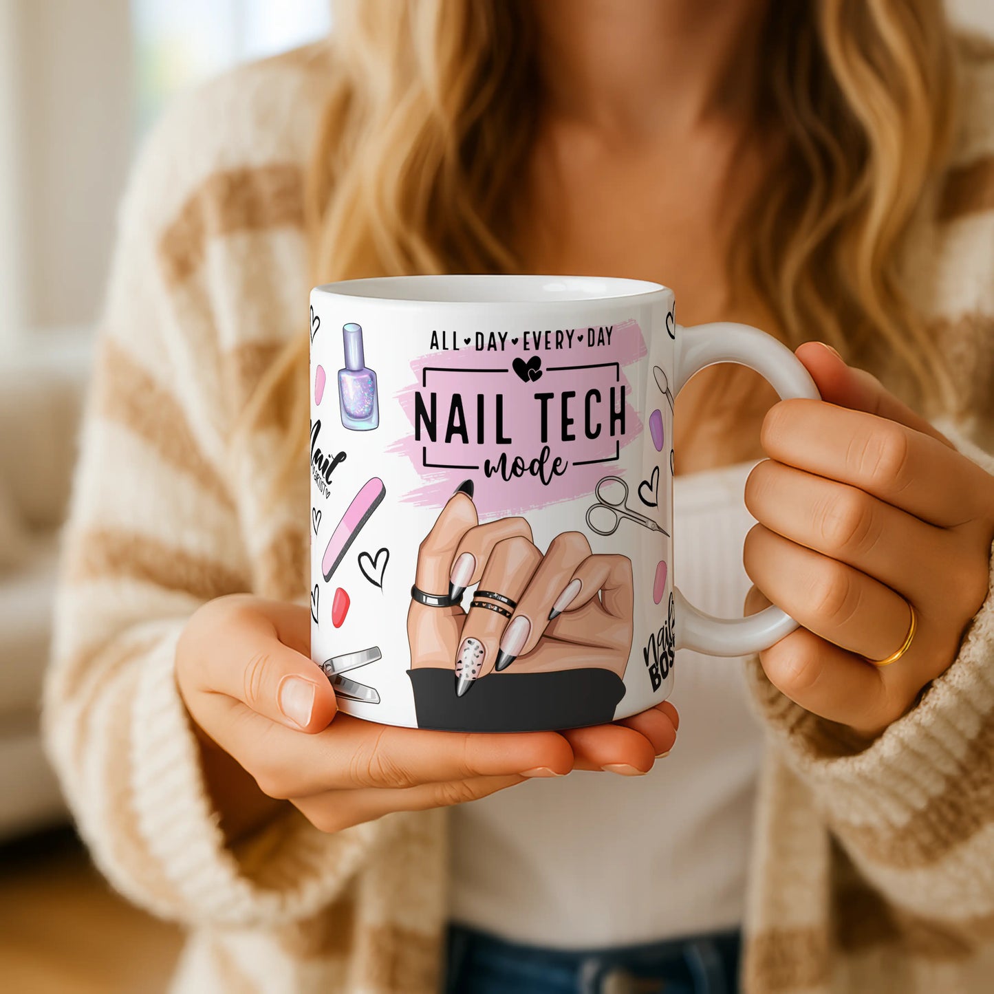 Nail Tech Gift Mug | Personalised Nail Technician Coffee Cup | Manicurist Present | Nail Artist Birthday Gift | Beauty Salon Professional