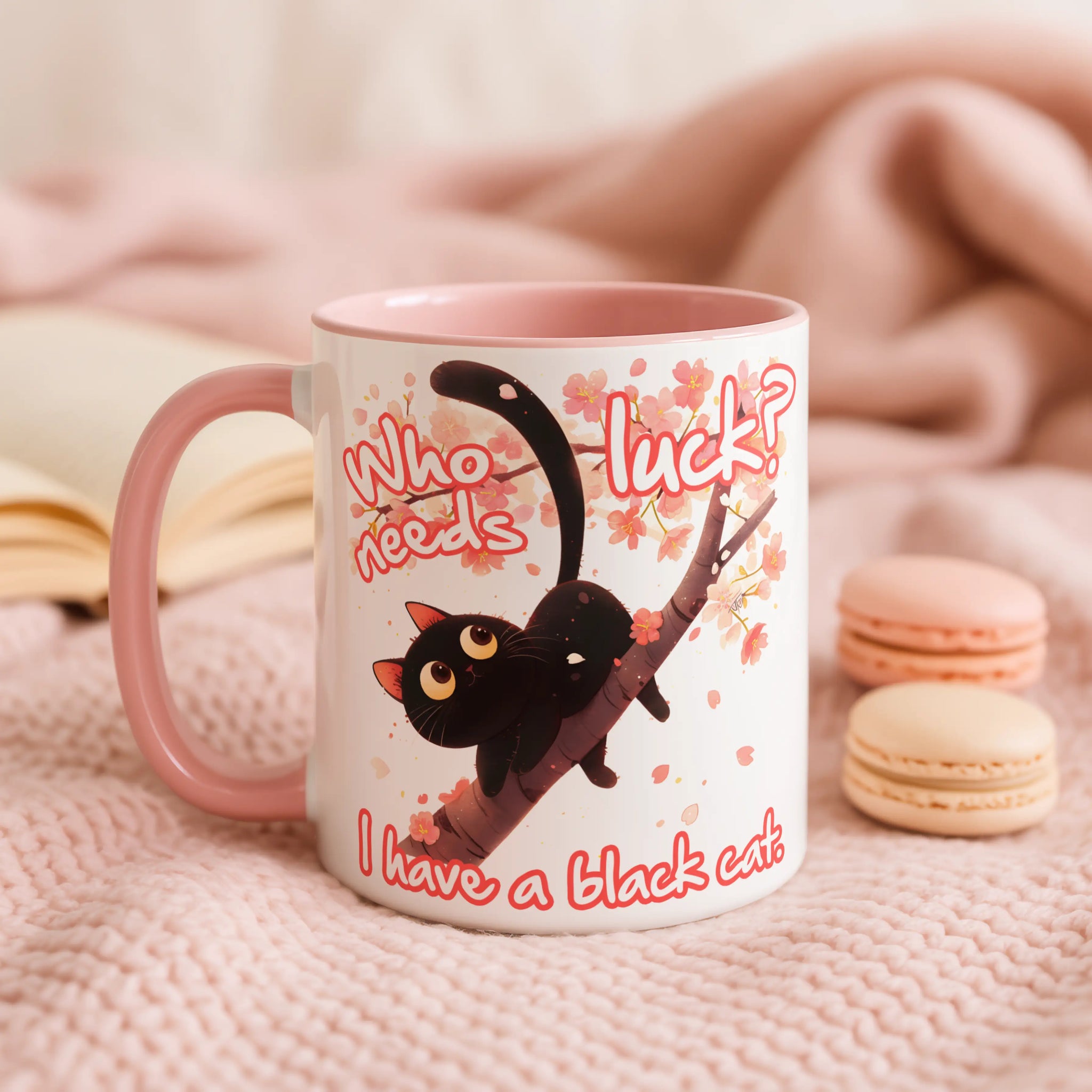 Who Needs Luck I Have a Black Cat Mug – Funny Cat Lover Gift, Spooky Black Cat Coffee Cup for Her