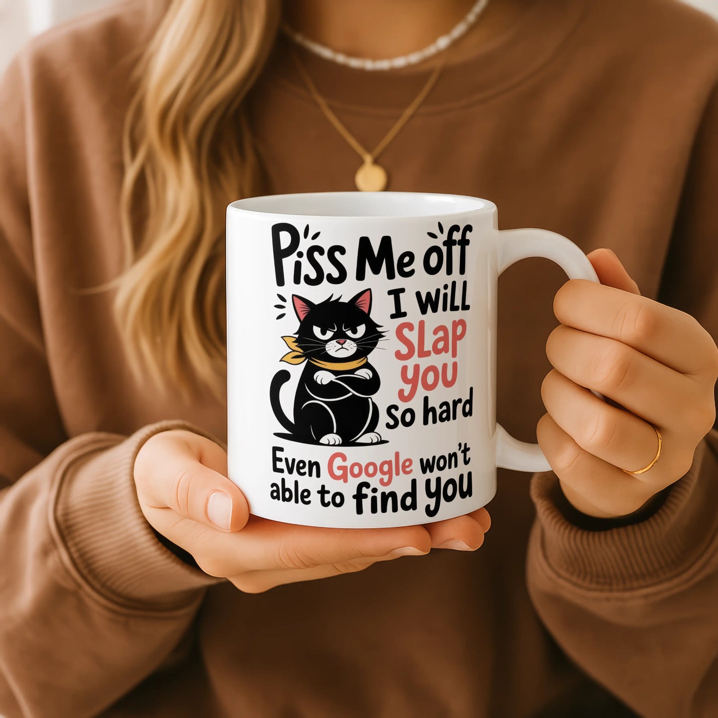 Piss Me Off I Will Slap You Mug • Funny Grumpy Cat Mug • Cat Lover Gift • Funny Rude Mug • Gift for Her Him • Birthday Gift • Tea Coffee Mug