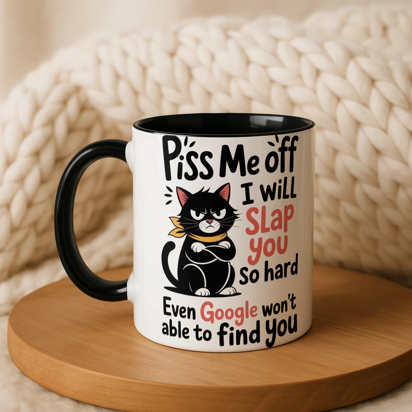 Piss Me Off I Will Slap You Mug • Funny Grumpy Cat Mug • Cat Lover Gift • Funny Rude Mug • Gift for Her Him • Birthday Gift • Tea Coffee Mug